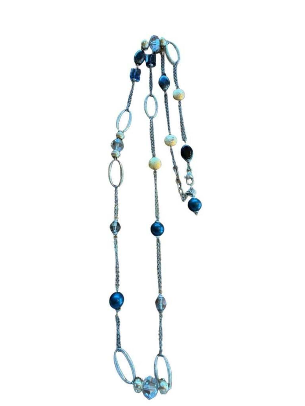 Brighton Antalya Long Station Necklace with Blue Beads, Crystals, and Gold-Tone